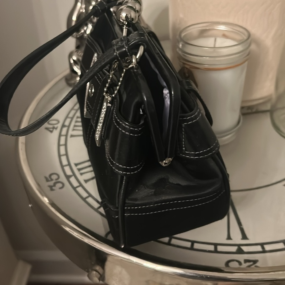 Coach Black Leather Mini Bag with Silver Buckle - Picture 7 of 8